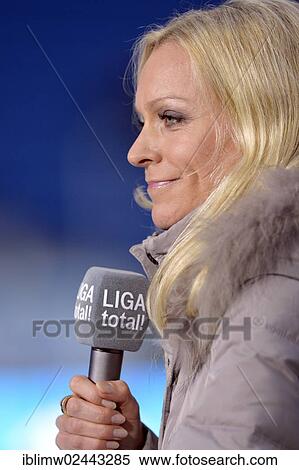 Stock Photography - "Presenter Valeska Homburg of the show LIGA Total, portrait, Wirsol Rhein-Neckar-Arena, Sinsheim-Hoffenheim, Baden-Wuerttemberg, Germany, Europe". Fotosearch