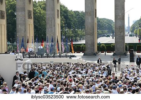 "President Barack Obama delivering his speech at Pariser Platz square in front of the Brandenburg Gate, Berlin, Berlin, Germany, Europe" View Large Photo Image Stock Image - "President Barack Obama delivering his speech at Pariser Platz square in front of the Brandenburg Gate, Berlin, Berlin, Germany, Europe". Fotosearch
