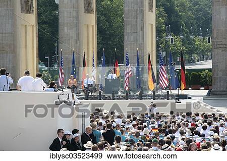 "President Barack Obama delivering his speech at Pariser Platz square in front of the Brandenburg Gate, Berlin, Berlin, Germany, Europe" View Large Photo Image Stock Photo - "President Barack Obama delivering his speech at Pariser Platz square in front of the Brandenburg Gate, Berlin, Berlin, Germany, Europe". Fotosearch