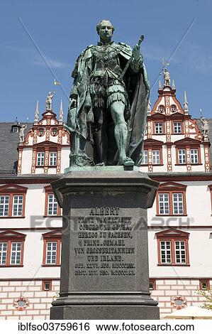 "Prince Albert Memorial, memorial to Albert of Saxe-Coburg and Gotha, in front of the Coburg Stadthaus city hall, Coburg, Upper Franconia, Bavaria, Germany, Europe" View Large Photo Image Stock Photograph - "Prince Albert Memorial, memorial to Albert of Saxe-Coburg and Gotha, in front of the Coburg Stadthaus city hall, Coburg, Upper Franconia, Bavaria, Germany, Europe". Fotosearch