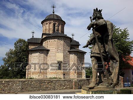 "Princely Church of St Nicholas Curtea de Arges with a statue of Basarabs, Walachei, Romania, Europe" View Large Photo Image Stock Image - "Princely Church of St Nicholas Curtea de Arges with a statue of Basarabs, Walachei, Romania, Europe". Fotosearch