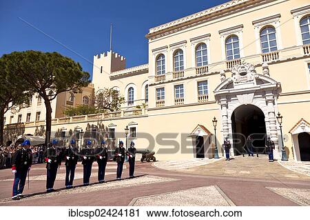 Princely Guard at the Prince's Palace in Le Rocher, Principality of Monaco, Europe View Large Photo Image Stock Image - Princely Guard at the Prince's Palace in Le Rocher, Principality of Monaco, Europe. Fotosearch