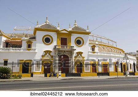 "Principal entrance of Plaza de toros de la Real Maestranza de Caballeria de Sevilla, bullfighting ring, Paseo de Cristobal Colon, El Arenal, Seville, Sevilla, Andalusia, Spain, Europe" View Large Photo Image Stock Image - "Principal entrance of Plaza de toros de la Real Maestranza de Caballeria de Sevilla, bullfighting ring, Paseo de Cristobal Colon, El Arenal, Seville, Sevilla, Andalusia, Spain, Europe". Fotosearch