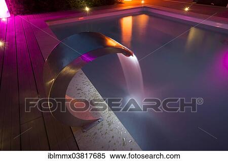 "Private pool with a waterfall and terrace, Germany, Europe" View Large Photo Image Stock Photography - "Private pool with a waterfall and terrace, Germany, Europe". Fotosearch