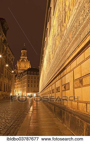 "Procession of Princes, behind the illuminated Frauenkirche church, Dresden, Saxony, Germany, Europe" View Large Photo Image Stock Photo - "Procession of Princes, behind the illuminated Frauenkirche church, Dresden, Saxony, Germany, Europe". Fotosearch