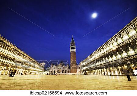 "Procuratie buildings and St. Mark's Campanile, Campanile San Marco, in St Mark's Square at night, San Marco quarter, Venice, UNESCO World Heritage Site, Veneto, Italy, Europe" View Large Photo Image Picture - "Procuratie buildings and St. Mark's Campanile, Campanile San Marco, in St Mark's Square at night, San Marco quarter, Venice, UNESCO World Heritage Site, Veneto, Italy, Europe". Fotosearch