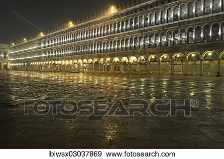 Stock Photo - "Procuratie in the morning, Piazza San Marco, St. Mark's Square, Venedig, Venezia, Veneto Region, Italy, Europe". Fotosearch