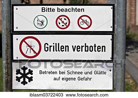 "Prohibition sign, """"Grillen verboten"""", German for """"Barbecues are not allowed"""", Mitte, Berlin, Berlin, Germany, Europe" View Large Photo Image Stock Image - "Prohibition sign, """"Grillen verboten"""", German for """"Barbecues are not allowed"""", Mitte, Berlin, Berlin, Germany, Europe". Fotosearch