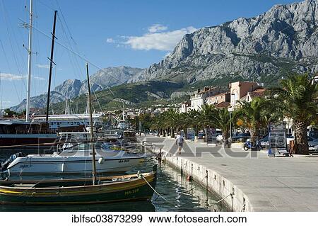 "Promenade of Makarska, Makarska Riviera, Dalmatia, Croatia, Europe" View Large Photo Image Stock Photo - "Promenade of Makarska, Makarska Riviera, Dalmatia, Croatia, Europe". Fotosearch