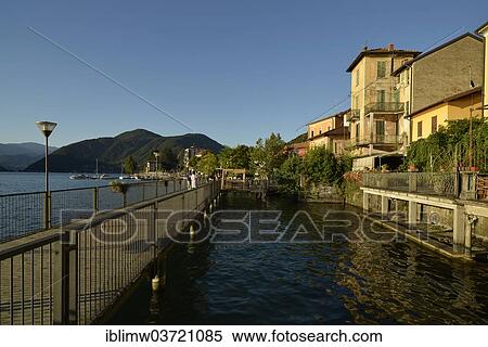 "Promenade of Porto Ceresio on Lake Lugano or Lago di Lugano, Porto Ceresio, Lombardy, Italy, Europe" View Large Photo Image Stock Photography - "Promenade of Porto Ceresio on Lake Lugano or Lago di Lugano, Porto Ceresio, Lombardy, Italy, Europe". Fotosearch