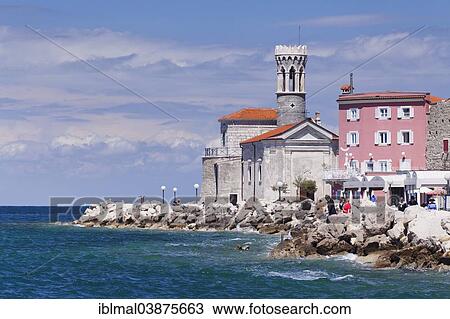 "Promenade with Church of San Clemente, Piran, Istria, Slovenia, Europe" View Large Photo Image Stock Image - "Promenade with Church of San Clemente, Piran, Istria, Slovenia, Europe". Fotosearch
