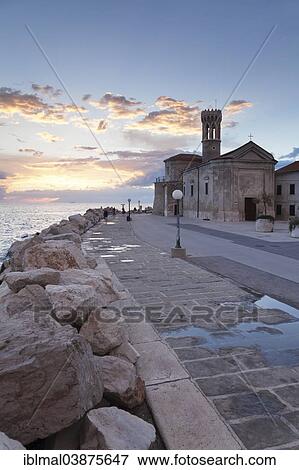 "Promenade with Church of San Clemente, Piran, Istria, Slovenia, Europe" View Large Photo Image Stock Photo - "Promenade with Church of San Clemente, Piran, Istria, Slovenia, Europe". Fotosearch