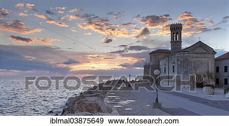 "Promenade with Church of San Clemente, Piran, Istria, Slovenia, Europe" View Large Photo Image Stock Photo - "Promenade with Church of San Clemente, Piran, Istria, Slovenia, Europe". Fotosearch