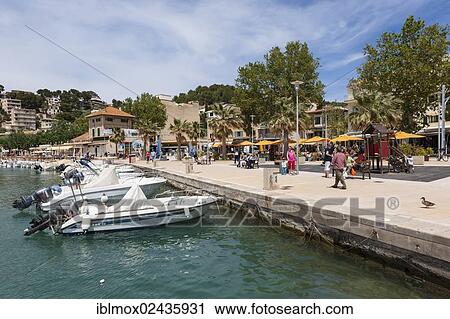 "Promenade with typical fishing boats, Port de Soller, Soller, northwest coast of Mallorca, Balearic Islands, Mediterranean Sea, Spain, Europe" View Large Photo Image Stock Image - "Promenade with typical fishing boats, Port de Soller, Soller, northwest coast of Mallorca, Balearic Islands, Mediterranean Sea, Spain, Europe". Fotosearch