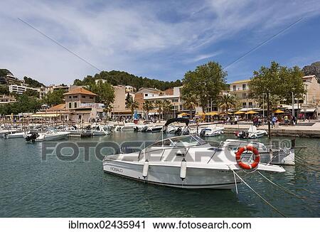 "Promenade with typical fishing boats, Port de Soller, Soller, northwest coast of Mallorca, Balearic Islands, Mediterranean Sea, Spain, Europe" View Large Photo Image Stock Image - "Promenade with typical fishing boats, Port de Soller, Soller, northwest coast of Mallorca, Balearic Islands, Mediterranean Sea, Spain, Europe". Fotosearch
