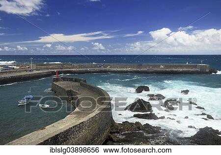 "Protected harbor of Puerto de la Cruz, Tenerife, Canary Islands, Spain, Europe" View Large Photo Image Stock Photograph - "Protected harbor of Puerto de la Cruz, Tenerife, Canary Islands, Spain, Europe". Fotosearch