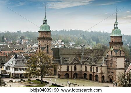 Stock Image - "Protestant church and marketplace, Freudenstadt, Black Forest, Baden-Wurttemberg, Germany, Europe". Fotosearch