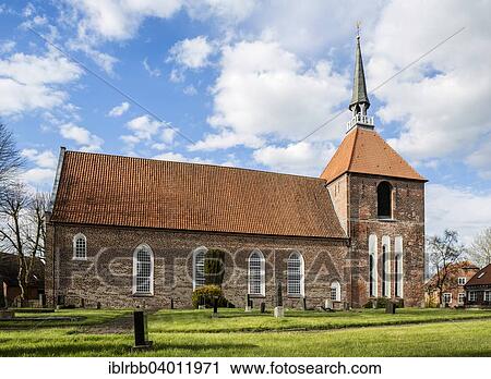 Stock Image - "Protestant Church, Rysum, Krummhorn, East Frisia, Lower Saxony, Germany, Europe". Fotosearch