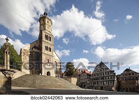 "Protestant Parish Church of St Michael, left Gothic pillory, market square, Schwaebisch Hall, Baden-Wuerttemberg, Germany, Europe" View Large Photo Image Stock Image - "Protestant Parish Church of St Michael, left Gothic pillory, market square, Schwaebisch Hall, Baden-Wuerttemberg, Germany, Europe". Fotosearch
