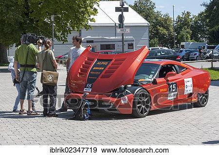 Stock Photo - "Protoscar Lampo 3 GT, electric sports car before the prologue of the e-miglia 2012 from Munich to St. Moritz, Munich, Bavaria, Germany, Europe". Fotosearch