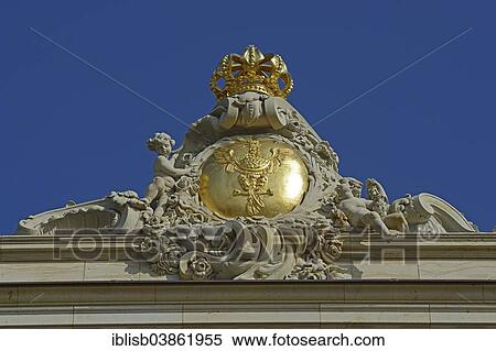 Stock Photography - "Prussian eagle with a crown on the rebuilt Potsdam City Palace, Potsdamer Stadtschloss, seat of the state government of Brandenburg, Potsdam, Brandenburg, Germany, Europe". Fotosearch