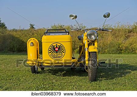 Stock Photo - "Puch motorcycle, OAMTC, Austrian breakdown service". Fotosearch