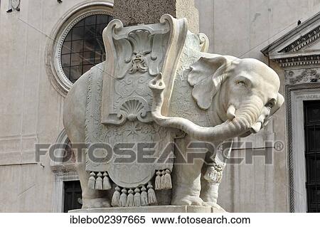 "Pulcin della Minerva, sculpture """"Elephant and Obelisk"""" by Gian Lorenzo Bernini, Bernini elephant, Piazza della Minerva, Rome, Lazio, Italy, Europe" View Large Photo Image Stock Photography - "Pulcin della Minerva, sculpture """"Elephant and Obelisk"""" by Gian Lorenzo Bernini, Bernini elephant, Piazza della Minerva, Rome, Lazio, Italy, Europe". Fotosearch