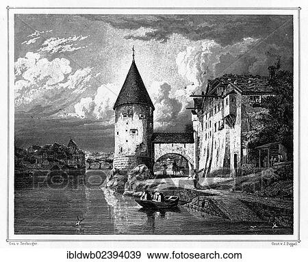 "Pulverturm tower, Passau, Lower Bavaria, Bavaria, Germany, Europe, drawn by Seeberger, steel-engraved by J. G. Poppel, steel engraving from the book Das Koenigreich Bayern, 1840 - 1854, Europe" View Large Photo Image Stock Photo - "Pulverturm tower, Passau, Lower Bavaria, Bavaria, Germany, Europe, drawn by Seeberger, steel-engraved by J. G. Poppel, steel engraving from the book Das Koenigreich Bayern, 1840 - 1854, Europe". Fotosearch