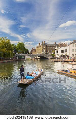 Stock Photo - Punts on the river Cam at Laundress Green in Cambridge, England, United Kingdom, Europe. Fotosearch