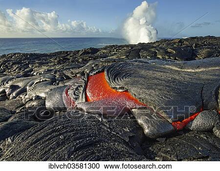 "PuÊ»u ʻŌʻŠor Puu Oo volcano, volcanic eruption, lava flow, red hot lava flowing into the Pacific Ocean, HawaiÊ»i-Volcanoes-Nationalpark, USA, Hawaii, United States, North America" View Large Photo Image Stock Image - "PuÊ»u ʻŌʻŠor Puu Oo volcano, volcanic eruption, lava flow, red hot lava flowing into the Pacific Ocean, HawaiÊ»i-Volcanoes-Nationalpark, USA, Hawaii, United States, North America". Fotosearch