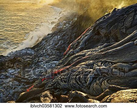 "PuÊ»u ʻŌʻŠor Puu Oo volcano, volcanic eruption, lava flow, red hot lava flowing into the Pacific Ocean, HawaiÊ»i-Volcanoes-Nationalpark, USA, Hawaii, United States, North America" View Large Photo Image Stock Image - "PuÊ»u ʻŌʻŠor Puu Oo volcano, volcanic eruption, lava flow, red hot lava flowing into the Pacific Ocean, HawaiÊ»i-Volcanoes-Nationalpark, USA, Hawaii, United States, North America". Fotosearch