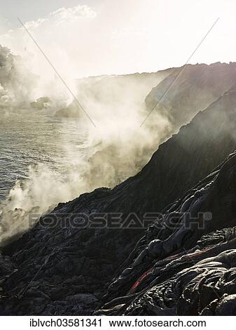 "PuÊ»u ʻŌʻŠor Puu Oo volcano, volcanic eruption, lava flow, red hot lava flowing into the Pacific Ocean, HawaiÊ»i-Volcanoes-Nationalpark, USA, Hawaii, United States, North America" View Large Photo Image Stock Image - "PuÊ»u ʻŌʻŠor Puu Oo volcano, volcanic eruption, lava flow, red hot lava flowing into the Pacific Ocean, HawaiÊ»i-Volcanoes-Nationalpark, USA, Hawaii, United States, North America". Fotosearch
