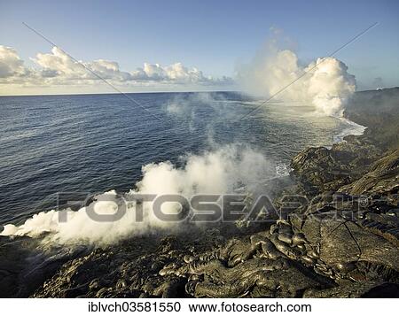 "PuÊ»u ʻŌʻŠor Puu Oo volcano, volcanic eruption, lava flow, red hot lava flowing into the Pacific Ocean, HawaiÊ»i-Volcanoes-Nationalpark, USA, Hawaii, United States, North America" View Large Photo Image Stock Image - "PuÊ»u ʻŌʻŠor Puu Oo volcano, volcanic eruption, lava flow, red hot lava flowing into the Pacific Ocean, HawaiÊ»i-Volcanoes-Nationalpark, USA, Hawaii, United States, North America". Fotosearch