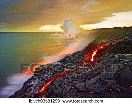 "PuÊ»u ʻŌʻŠor Puu Oo volcano, volcanic eruption, lava flow, red hot lava flowing into the Pacific Ocean, HawaiÊ»i-Volcanoes-Nationalpark, USA, Hawaii, United States, North America" View Large Photo Image Stock Photo - "PuÊ»u ʻŌʻŠor Puu Oo volcano, volcanic eruption, lava flow, red hot lava flowing into the Pacific Ocean, HawaiÊ»i-Volcanoes-Nationalpark, USA, Hawaii, United States, North America". Fotosearch