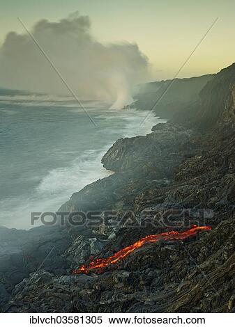 "PuÊ»u ʻŌʻŠor Puu Oo volcano, volcanic eruption, lava flow, red hot lava flowing into the Pacific Ocean, HawaiÊ»i-Volcanoes-Nationalpark, USA, Hawaii, United States, North America" View Large Photo Image Stock Photography - "PuÊ»u ʻŌʻŠor Puu Oo volcano, volcanic eruption, lava flow, red hot lava flowing into the Pacific Ocean, HawaiÊ»i-Volcanoes-Nationalpark, USA, Hawaii, United States, North America". Fotosearch