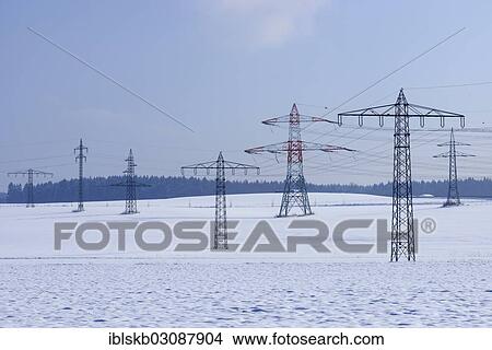 "Pylons in a snow-covered winter landscape, Starnberg, Unterbrunn, Upper Bavaria, Bavaria, Germany, Europe" View Large Photo Image Picture - "Pylons in a snow-covered winter landscape, Starnberg, Unterbrunn, Upper Bavaria, Bavaria, Germany, Europe". Fotosearch