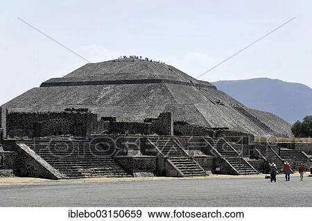 Stock Photo - "Pyramid of the Sun, Pyramids of Teotihuacan, UNESCO World Heritage Site, Teotihuacan, State of Mexico, Mexico, North America". Fotosearch
