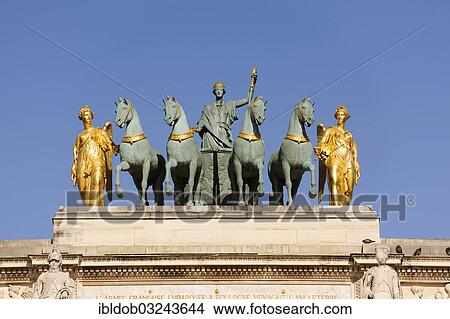 "Quadriga on top of the Arc de Triomphe du Carrousel, Paris, Ile-de-France, France, Europe" View Large Photo Image Picture - "Quadriga on top of the Arc de Triomphe du Carrousel, Paris, Ile-de-France, France, Europe". Fotosearch
