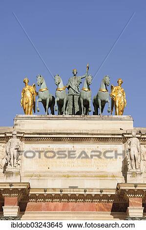 "Quadriga on top of the Arc de Triomphe du Carrousel, Paris, Ile-de-France, France, Europe" View Large Photo Image Stock Photography - "Quadriga on top of the Arc de Triomphe du Carrousel, Paris, Ile-de-France, France, Europe". Fotosearch