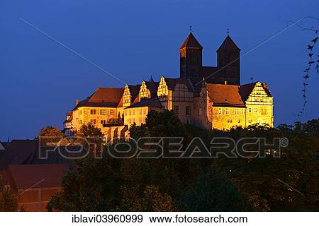 "Quedlinburg castle hill at night, Quedlinburg, Saxony-Anhalt, Germany, Europe" View Large Photo Image Stock Photo - "Quedlinburg castle hill at night, Quedlinburg, Saxony-Anhalt, Germany, Europe". Fotosearch