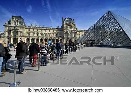 "Queue in front of the entrance pyramid of the Louvre Museum designed by architect IM Pei, Musee du Louvre, Paris, Ile-de-France, France, Europe" View Large Photo Image Stock Photograph - "Queue in front of the entrance pyramid of the Louvre Museum designed by architect IM Pei, Musee du Louvre, Paris, Ile-de-France, France, Europe". Fotosearch