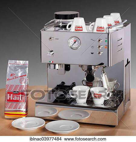 "QuickMill espresso machine, Haiti coffee" View Large Photo Image Picture - "QuickMill espresso machine, Haiti coffee". Fotosearch