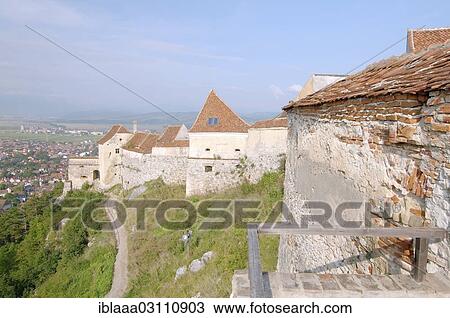 Stock Image - "Ra? Önov Citadel or Rosenauer Burg citadel, Rasnov, Brasov County, Transylvania, Romania, Europe". Fotosearch