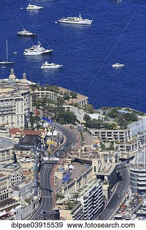 Stock Photo - "Racecourse at the Yacht Club Monaco, aerial view, Formula 1, Grand Prix of Monaco, Principality of Monaco". Fotosearch