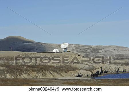 Stock Photo - "Radar station Ny-Alesund, Ny-Alesund, Spitsbergen Island, Svalbard Archipelago, Svalbard and Jan Mayen, Norway, Europe". Fotosearch