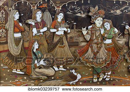 "Radha Krishna with Gopis and a flute-playing Krishna, Suraj Kund, Haryana, India, Asia" View Large Photo Image Stock Photo - "Radha Krishna with Gopis and a flute-playing Krishna, Suraj Kund, Haryana, India, Asia". Fotosearch
