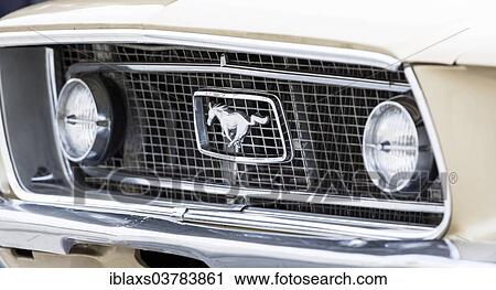 Stock Image - "Radiator grill, Ford Mustang, 302 GT, 1968". Fotosearch