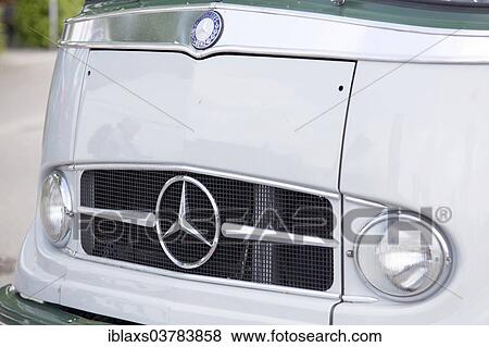 "Radiator grill with the three-pointed star, vintage car, Mercedes Benz O-319, minibus, 1957" View Large Photo Image Stock Photo - "Radiator grill with the three-pointed star, vintage car, Mercedes Benz O-319, minibus, 1957". Fotosearch