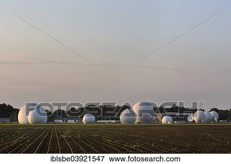 Stock Photo - "Radomes of the former Echelon surveillance station Field Station 81, Bad Aibling, Chiemgau, Upper Bavaria, Bavaria, Germany, Europe". Fotosearch