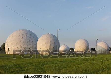 Stock Photo - "Radomes of the former Echelon surveillance station Field Station 81, Bad Aibling, Chiemgau, Upper Bavaria, Bavaria, Germany, Europe". Fotosearch